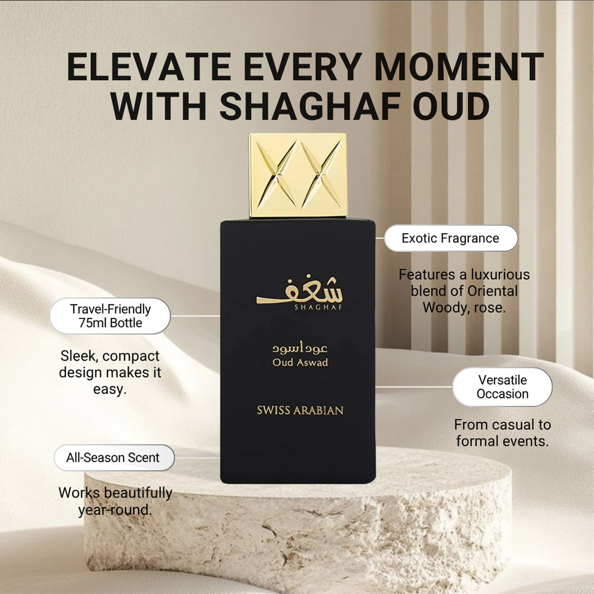 Shaghaf Oud Aswad Eau De Parfum 75ml