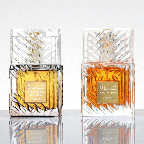 Khamrah & Khamrah Qahwa Unisex Eau de Parfum 100ml by Lattafa | Arabian Gourmand Fragrance Duo hover